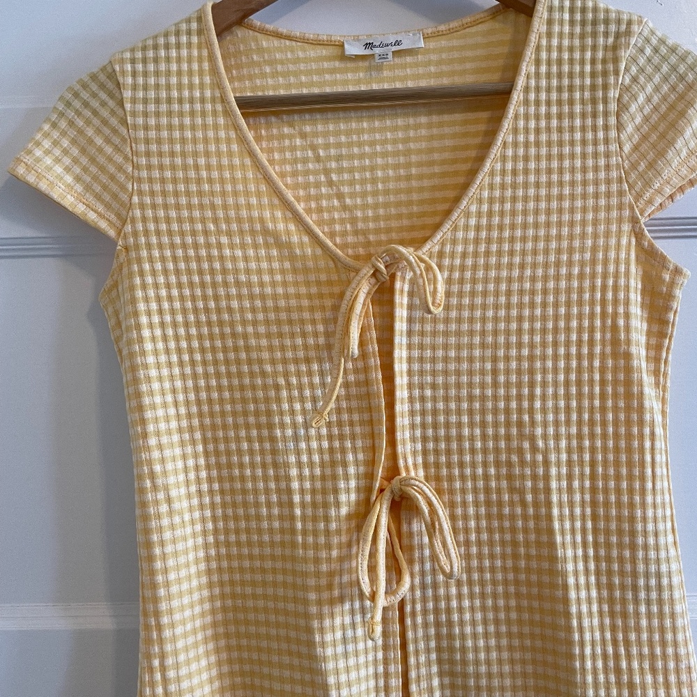 Madewell Gingham Yellow Top